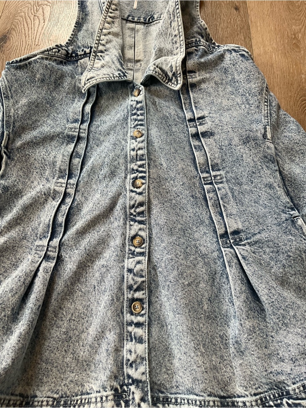 Free People Katie Denim Acid Wash Halter Mini Dress in Light Blue Size Medium - Picture 8 of 14